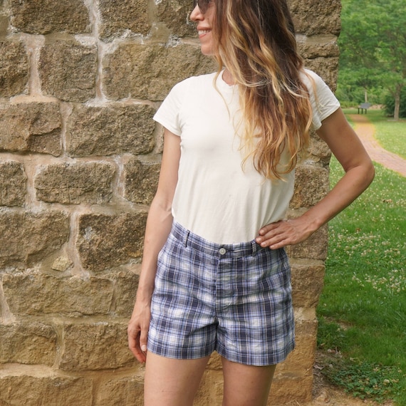 Vintage 90s Gap High Waisted Shorts; Blue and Whi… - image 1