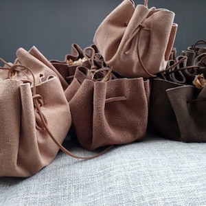 leather drawstring coin dice pouch handmade viking saxon larp re-enactment cosplay