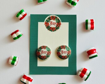 Vintage Christmas card inspired earrings