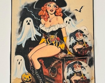 Vintage pirate pinup Halloween earrings