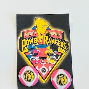 Pink power ranger earrings