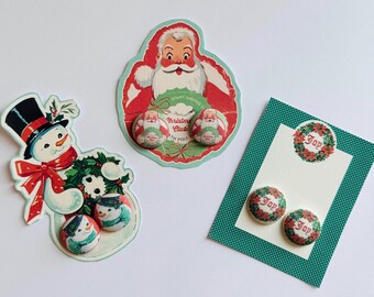 Vintage Christmas card inspired earrings