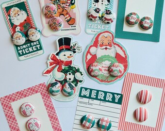 Vintage Christmas card inspired earrings