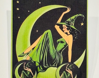Vintage Green witch earrings
