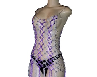 Women's Fishnet Tank Top with Chain accents