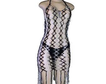 Macrame Fishnet Mini Dress Festival clothing