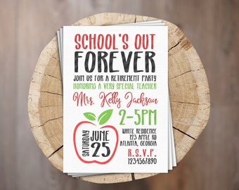 Teacher Retirement Invite White // Personalized Printable Teacher Retirement Invitation // Retiring Invite // Retiring Invitation