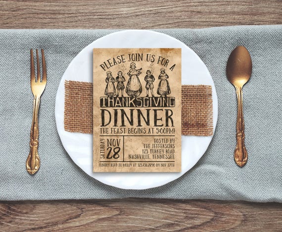 Old-Fashioned Thanksgiving Invitation