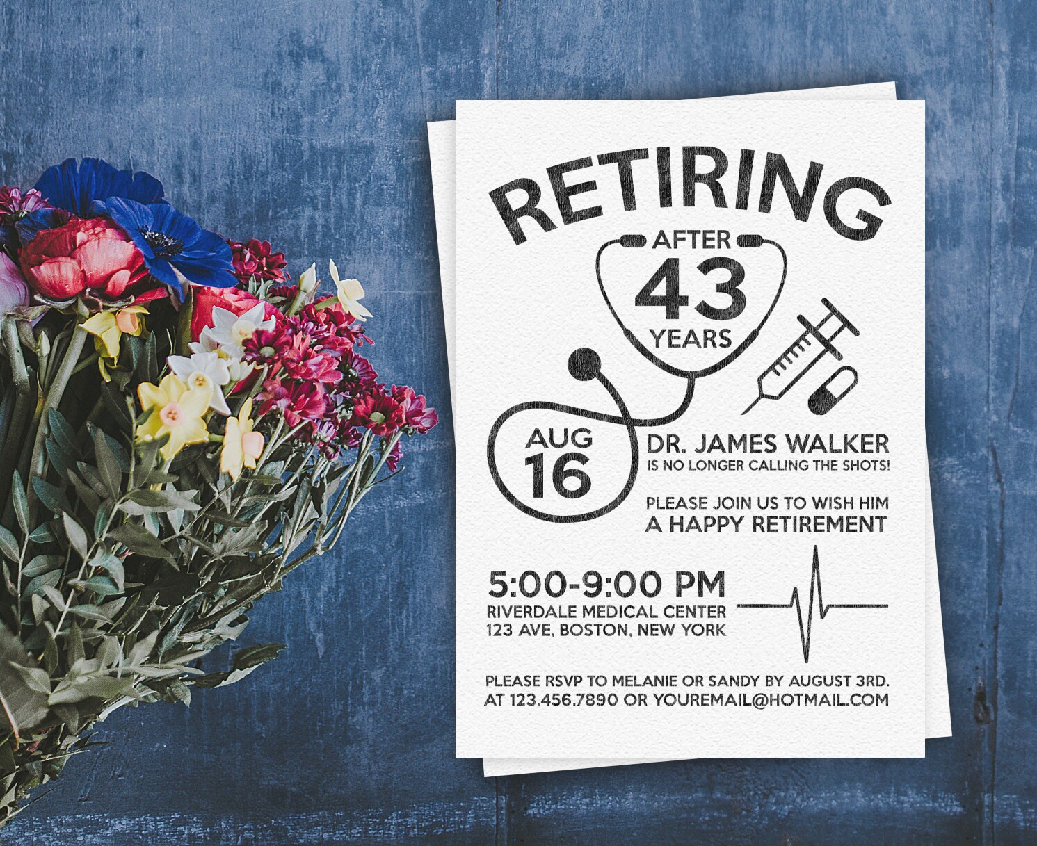 Doctor Retirement Invite. Personalized Printable Etsy