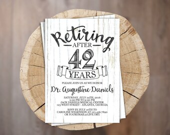 Rustic Retirement Invite // Personalized Printable White Wood Retirement Invitation // Retiring Invite // Retiring Invitation