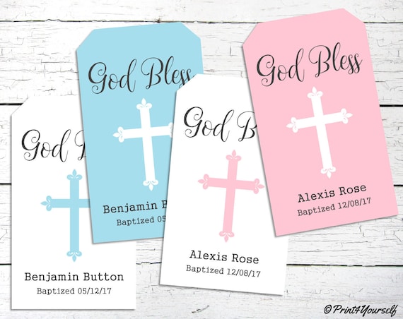 Personalized Baptism Thank You Tags / Printable Baptism Tags / | Etsy