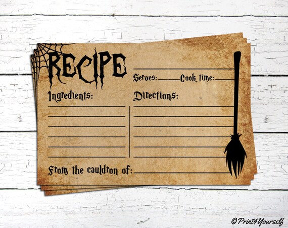 recipe card instant download printable halloween recipe halloween recipe cards