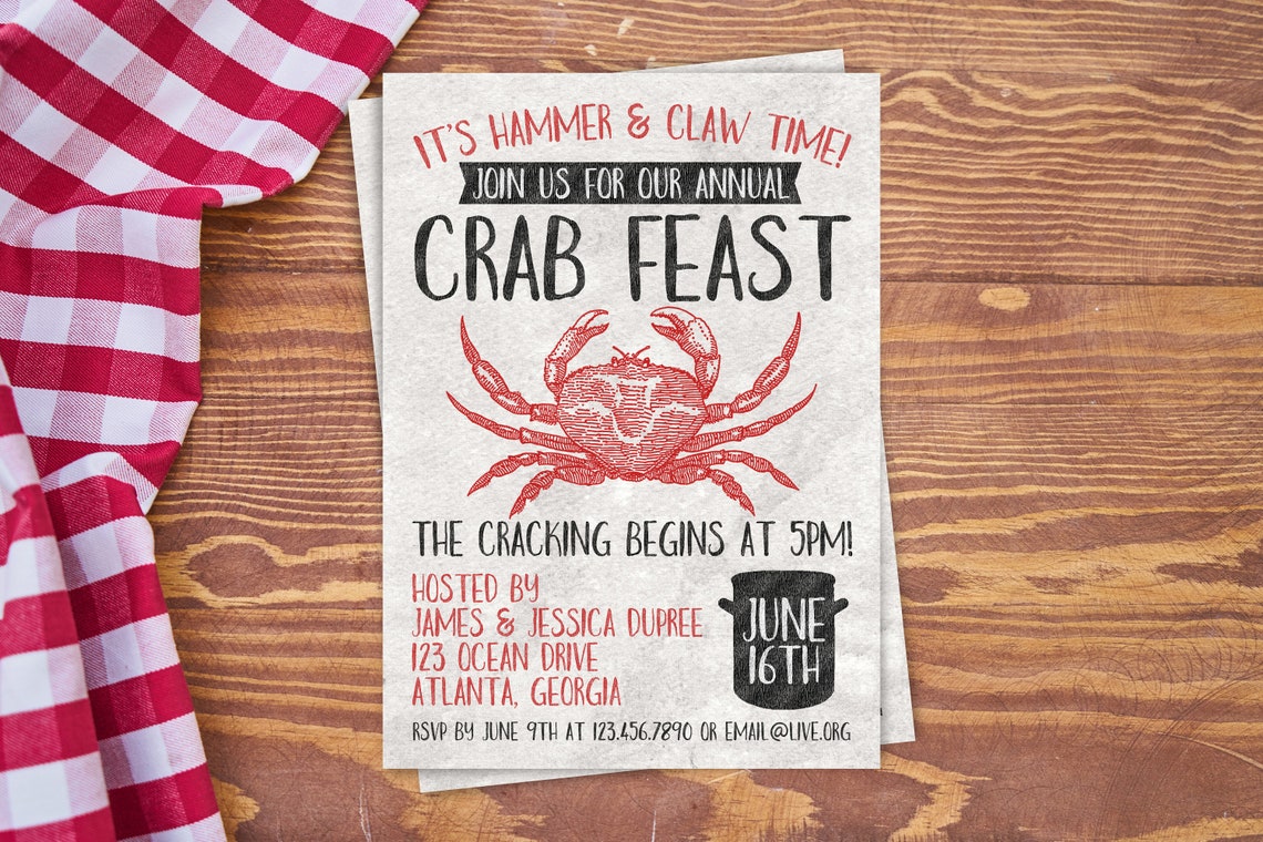 An Invitation From A Crab Crab Feast Invitation. Crab Boil Birthday Invitation. Seafood | Etsy