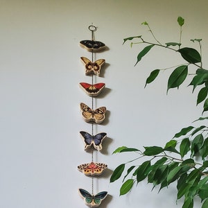 Butterfly wall hanging garland, woodland nursery decor, wood wall art garden insect decor, butterflies housewarming gift cottage style art