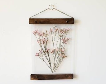 Dried pink floral, pressed flower frame, botanical print set, pressed flowers herbarium floating frame, pressed flower art, cottage core