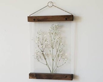 White Gypsophila pressed flower frame, botanical print set, pressed flowers herbarium floating frame, pressed flower art, nature decor