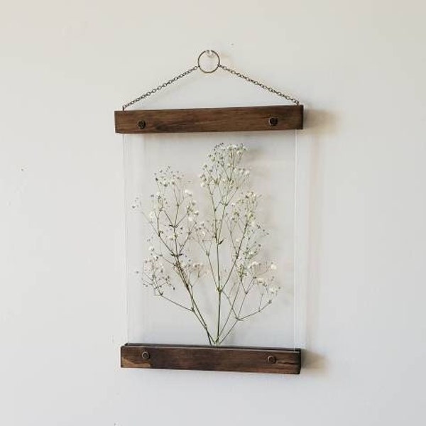 White Gypsophila pressed flower frame, botanical print set, pressed flowers herbarium floating frame, pressed flower art, nature decor
