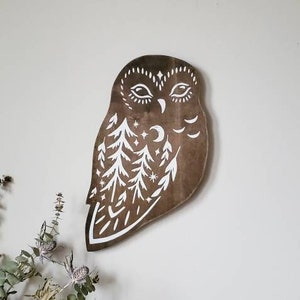 Owl wood wall art, woodland nursery decor, animal baby shower gift, nursery wall art boho decor rustic cabin decor for gallery wall, cottage