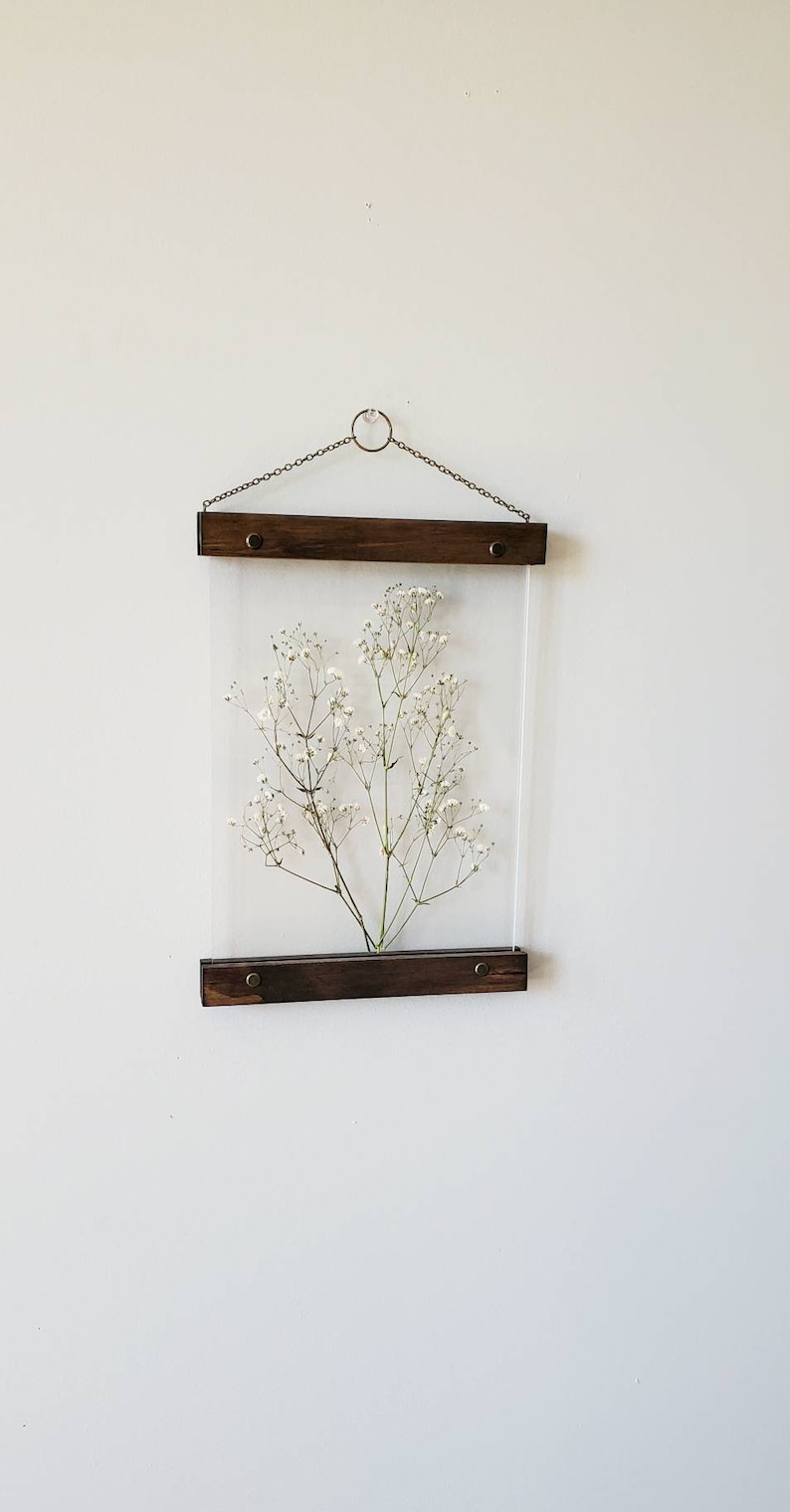 White Gypsophila pressed flower frame, botanical print set, pressed flowers herbarium floating frame, pressed flower art, nature decor image 8