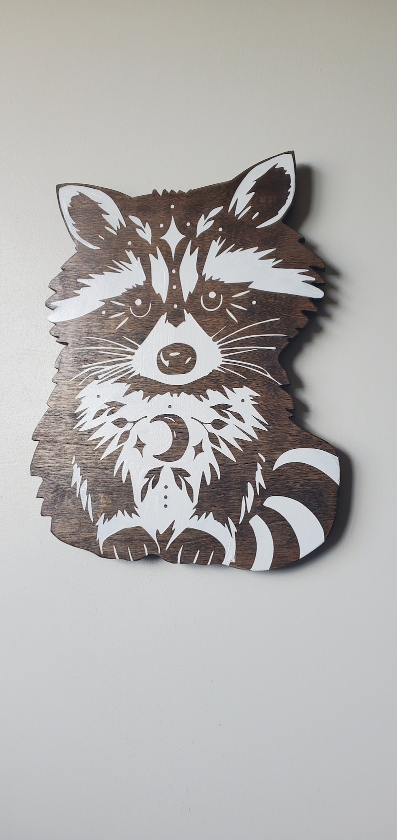 Raccoon Wood Wall Art, Reclaimed Wood Hand Painted, Woodland Nursery ...