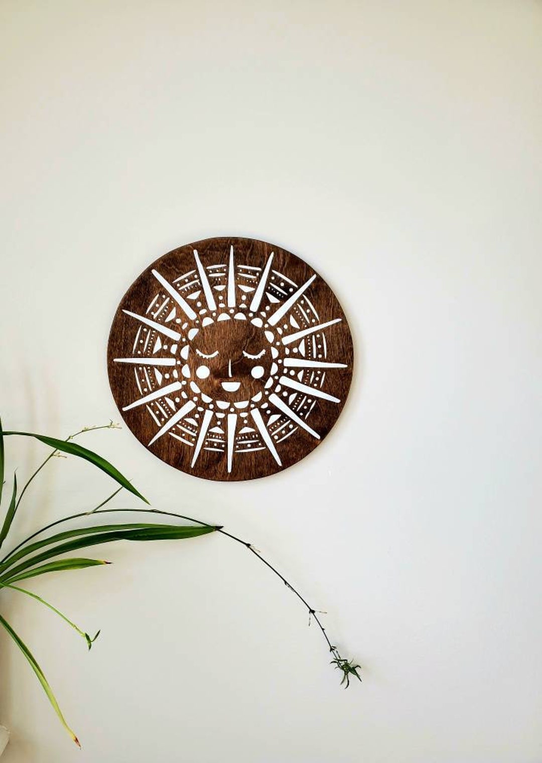 Sun Wood Wall Art, Housewarming Gift for Front Door, Boho Sun and Moon