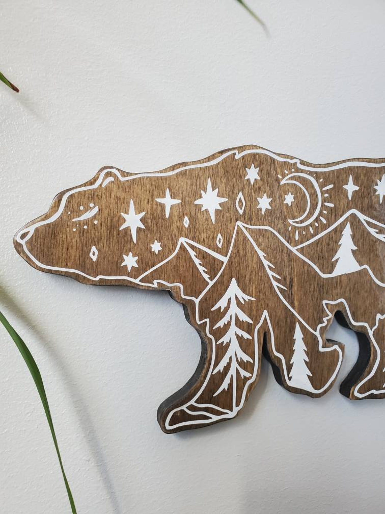 Grizzly Bear Wood Wall Art Woodland Nursery Decor Animal Etsy