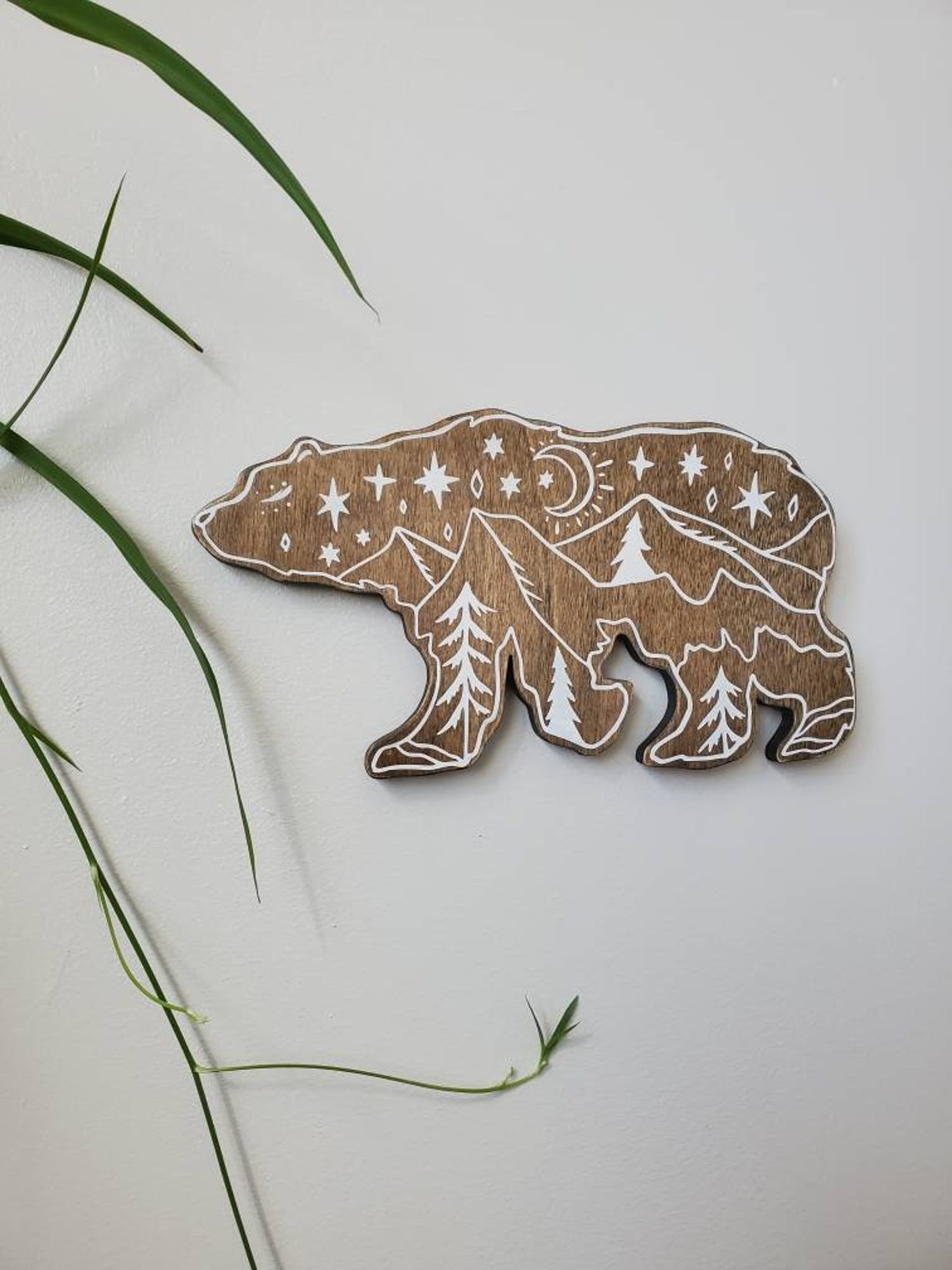 Grizzly Bear Wood Wall Art Woodland Nursery Decor Animal Etsy