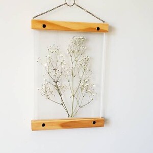 White Gypsophila pressed flower frame, botanical print set, pressed flowers herbarium floating frame, pressed flower art, nature decor image 7