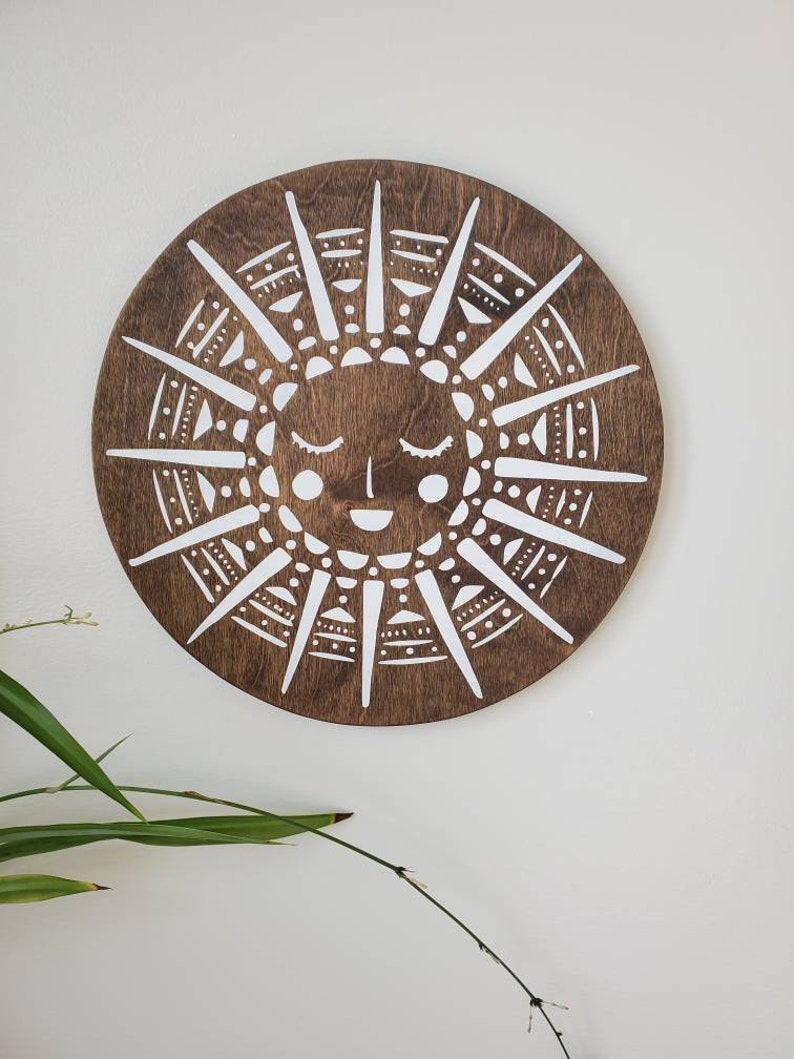 Sun Wood Wall Art Housewarming Gift for Front Door Boho Sun Etsy