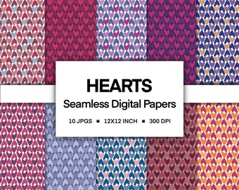 HEARTS Digital Paper Set - Printable 12x12 Scrapbook Pages - Digital Patterns for Scrapbooking, Wallpaper, Fabric, Clipart, Backgrounds