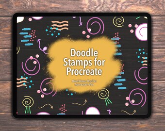 20 Doodle Stamps for Procreate - Arrows, Banners, Swirls, Flourishes, Line and Dot Brushes - BONUS Doodle Pen and Mono Eraser for iPad