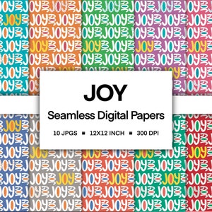 JOY Digital Paper Set - Páginas de álbum de recortes imprimibles 12x12 - Patrones digitales para scrapbooking, papel tapiz, tela, imágenes prediseñadas, fondos