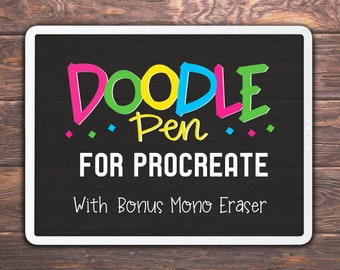 Doodle Pen for Procreate - Doodle Brush and Mono Eraser Set for iPad Lettering or Drawing - Whimsical Brush Set for Digital Art