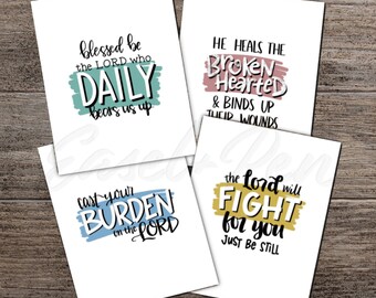 Sympathy Comfort Cards - Set of 4 Encouragement Verses - A2 size, blank inside with envelope