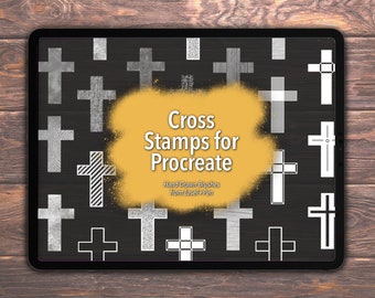 30 Cross Stamps for Procreate - Religious Brush Set for iPad Drawing and Lettering - Textured, Outlined, Patterned, Wood Grain Crosses