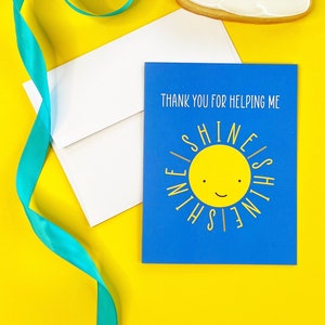 Merci de m'avoir aidé à briller / Carte de remerciement / Carte de professeur / Entraîneur / Superviseur / Leader / Ensoleillement / Étudiant / Merci / Stevie et Bean