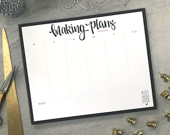 Weekly Wedding Planning Notepad / Week at a Glance / Wedding Planner / Wedding Notepad / Making Plans / Organized / Gift / Stevie and Bean