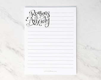 Notepad / Reasons for Anxiety / Swear Notepad / Gift / Funny Gift / Stationery / To Do List / Organizational Tool / Legit List / Lined Paper