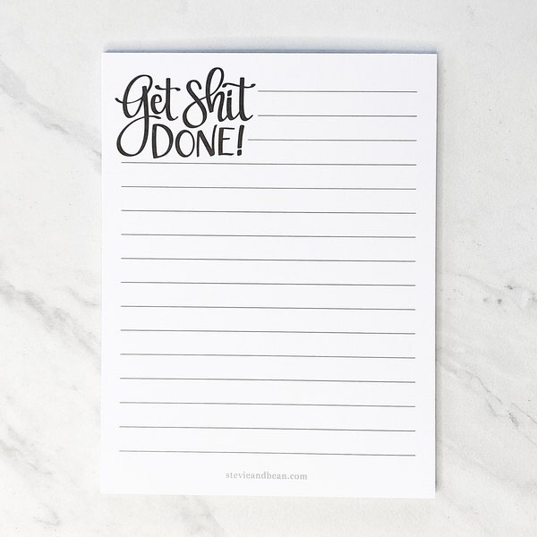 Notepad / Get Shit Done! / Legit List / To Do List / Scratch Pad / Organized / Funny Gift / List Maker / Organizational Tool / Lined Paper