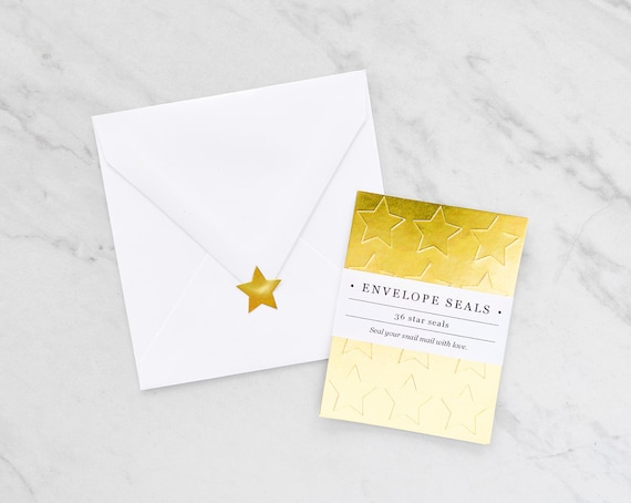 Star Envelope Seals / Stickers / Envelope Seals / Star / Gold / Gold Foil /  Metallic / Wedding / Holiday Cards / Envelopes / Christmas Cards 