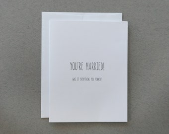 You're Married! / Was it Everything you Pinned? / Greeting Card / Wedding Card / Funny Wedding / Funny Card / Pinterest / Wedding Planning
