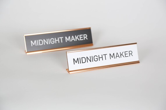 Desk Plate Midnight Maker Name Plate Office Decor Etsy