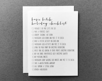 Basic B Holiday Checklist / Christmas Card / Holiday Card / Funny Holiday Card / Funny Card / Seasonal Card / Christmas Gift / Funny Gift