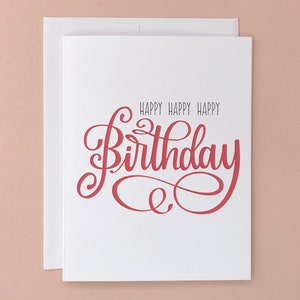 Joyeux anniversaire / Carte d’anniversaire / Lettrage à la main / Calligraphie / Rose / HBD / Sweet Card / Idée cadeau