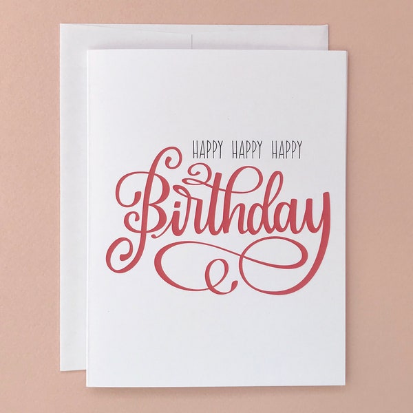 Happy Birthday / Birthday Card / Hand lettering / Calligraphy / Pink / HBD / Sweet Card / Gift idea