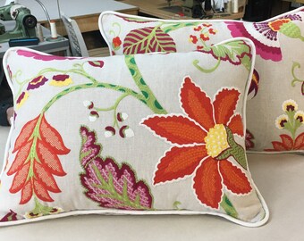 Embroidered Linen Decorative Pillow