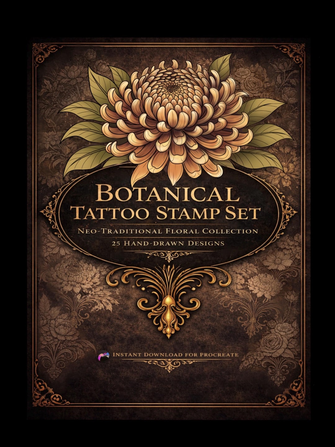 Birth Flower Tattoo Stamp Set | Neo Traditional Procreate Brushes ...
