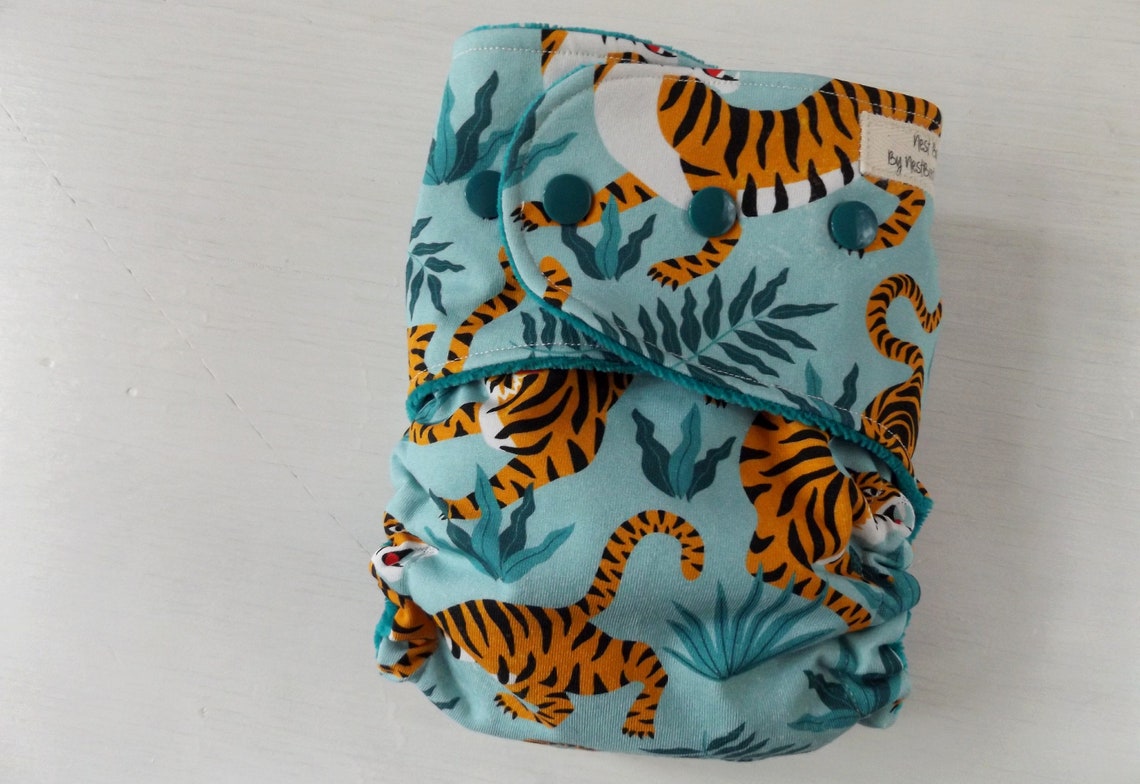 Jungle tiger hybrid fitted diaper one size cloth diaper Etsy