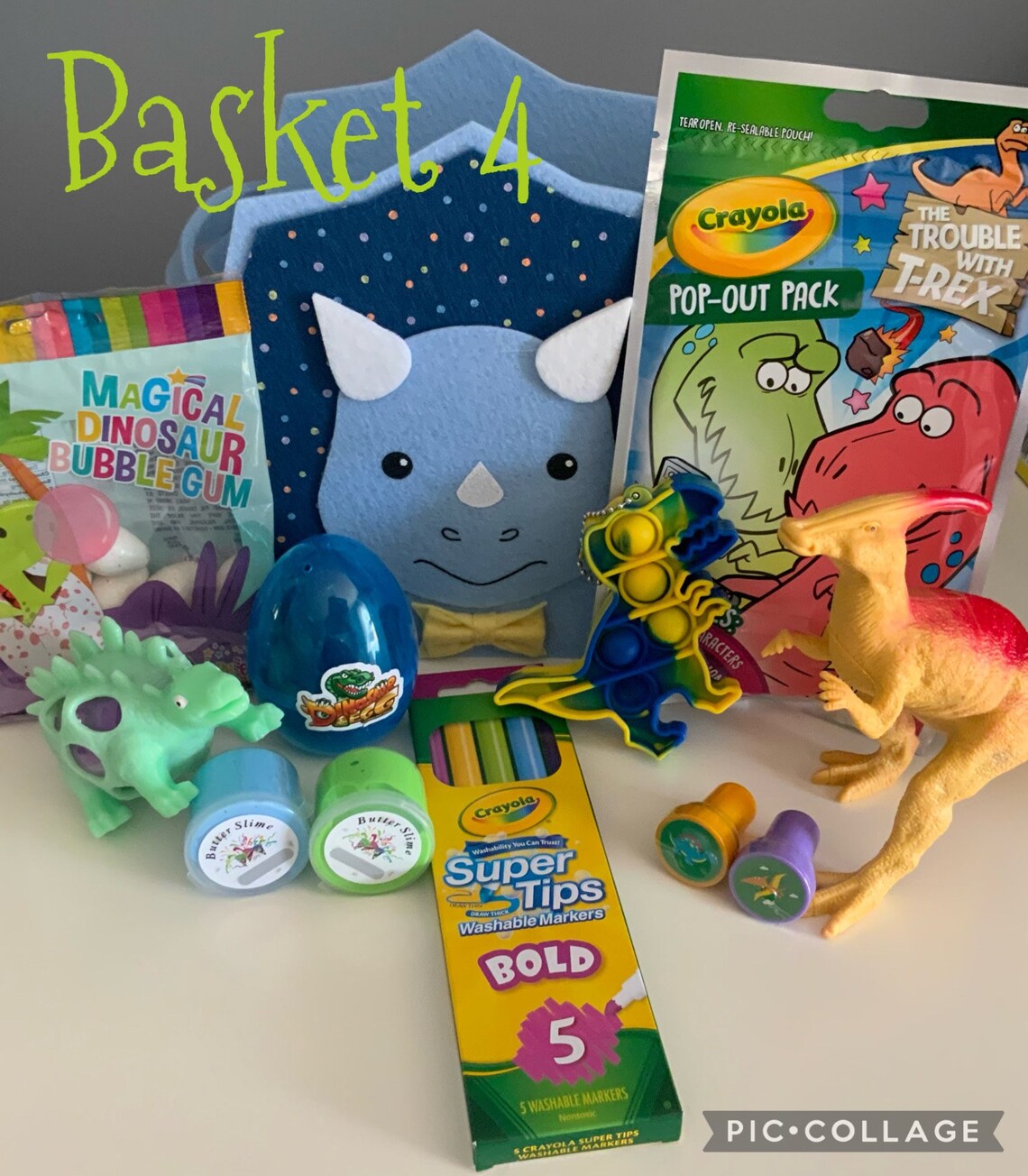 Prefilled Dinosaur Easter Basket Etsy