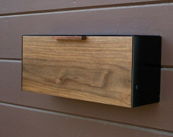 Mailbox Small,  Walnut  Mailbox, Wall Mounted